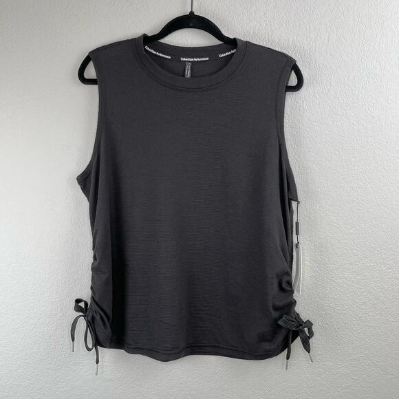 Calvin Klein Performance Bundle of 2 Black Side Tie Activewear Tops Plus 1X NWT - Picture 10 of 16